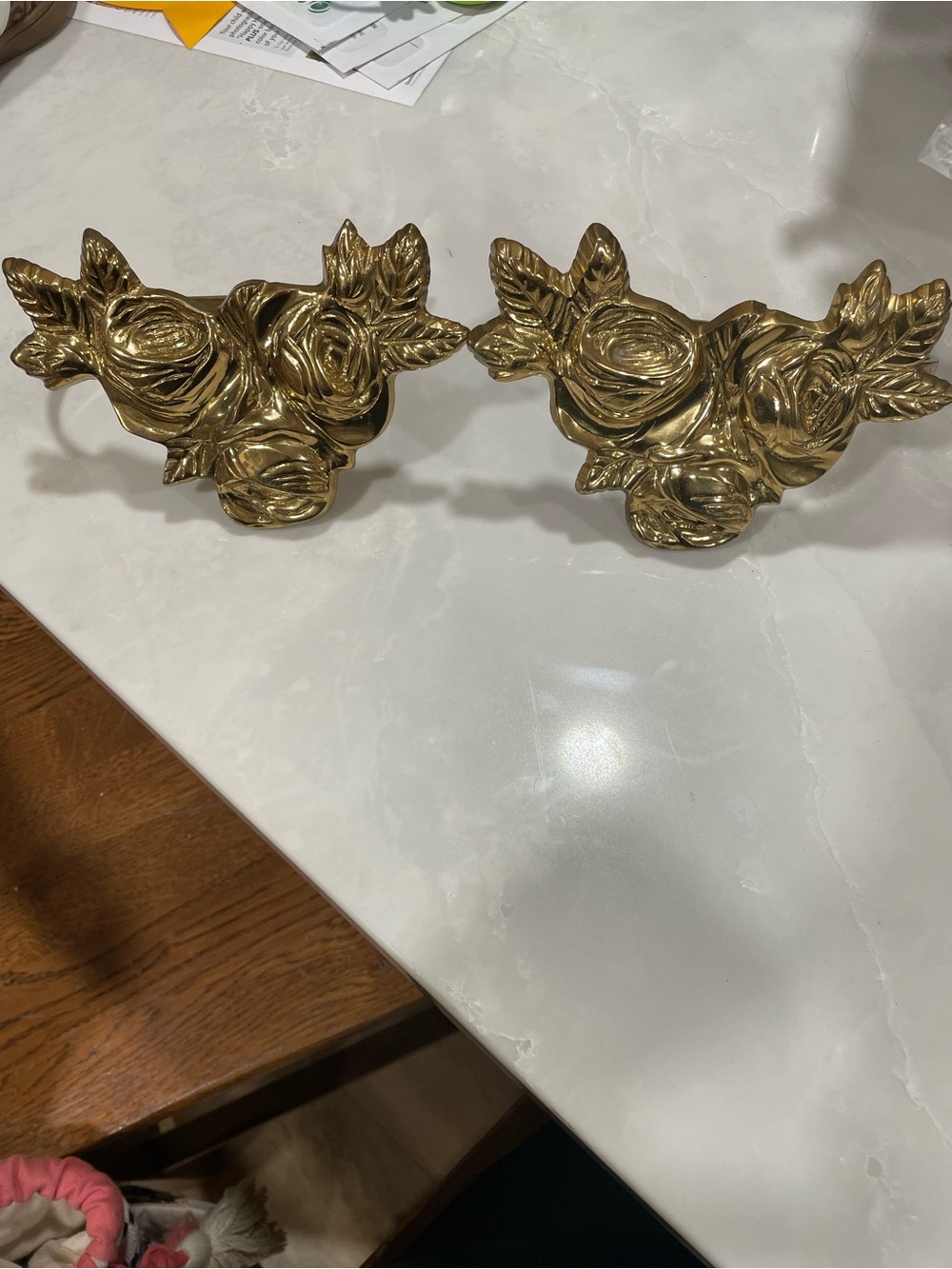 Vintage brass floral curtain tie backs